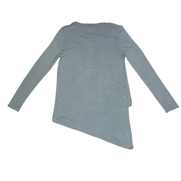 BCBGMaxAxria Blue Asymmetrical Long Sleeve Top Women’s XS Soft Luxe Minimalist - Picture 11 of 12